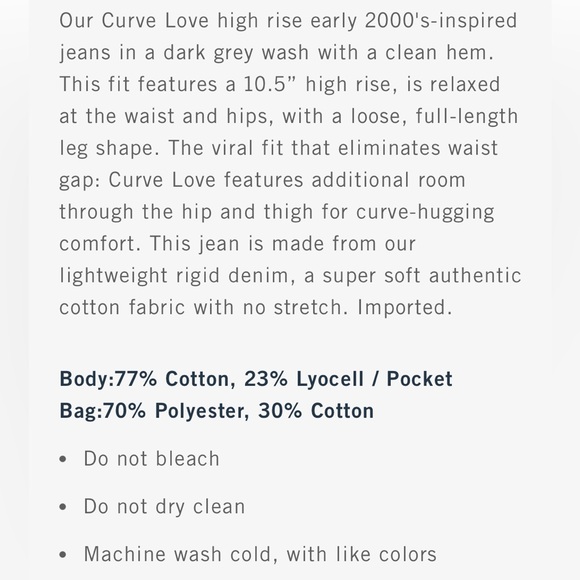 Abercrombie & Fitch Curve Love High Rise Loose Jean, Dark Grey - Picture 8 of 8